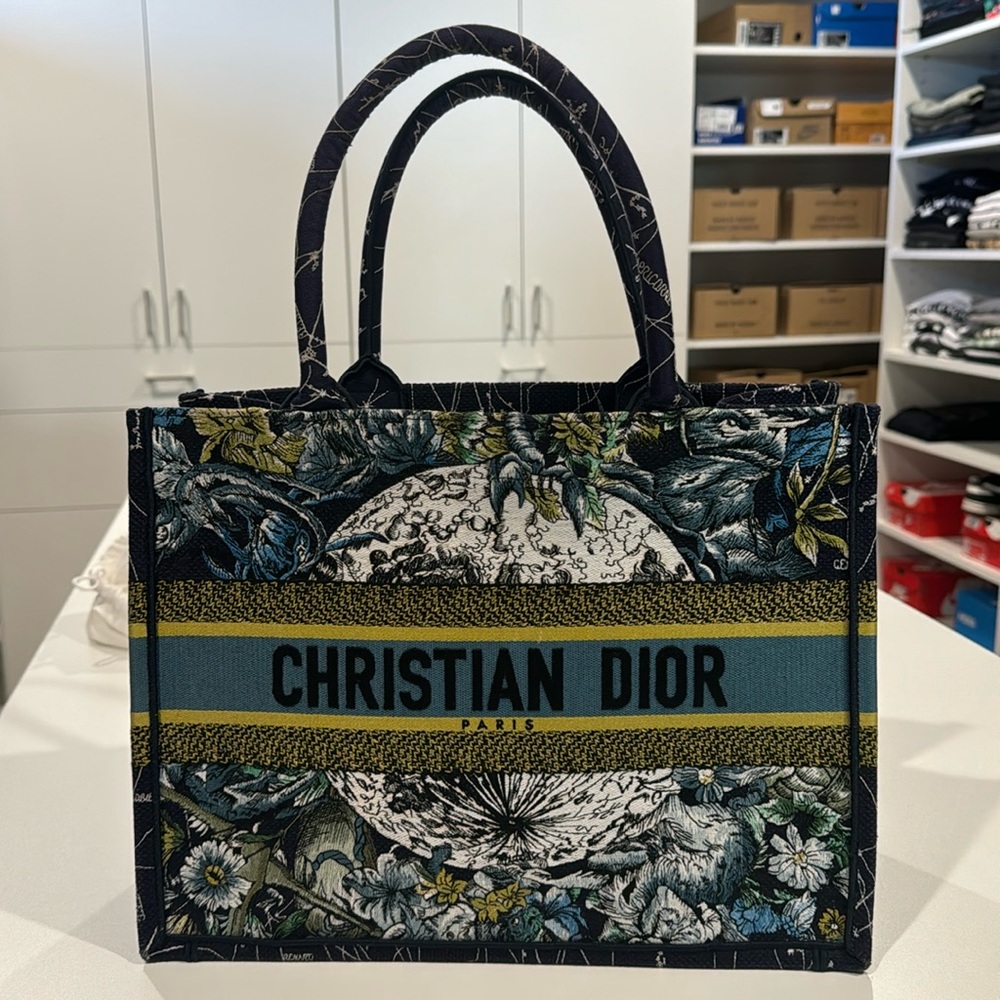 Canvas Embroidered Medium Zodiac Book Tote Blue Multicolor